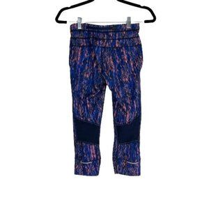 Athleta Women's Size XS Cropped Legging Low Rise Back Zip Pocket Blue/Pink